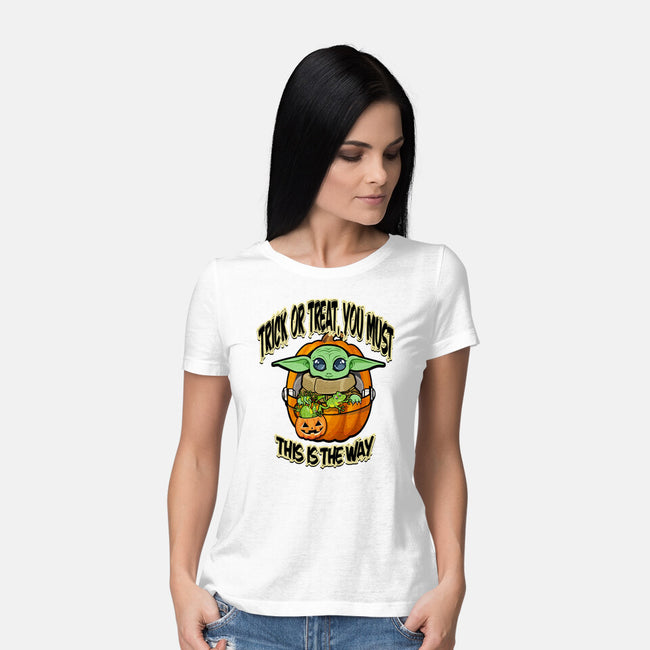 Trick Or Treat You Must-Womens-Basic-Tee-palmstreet