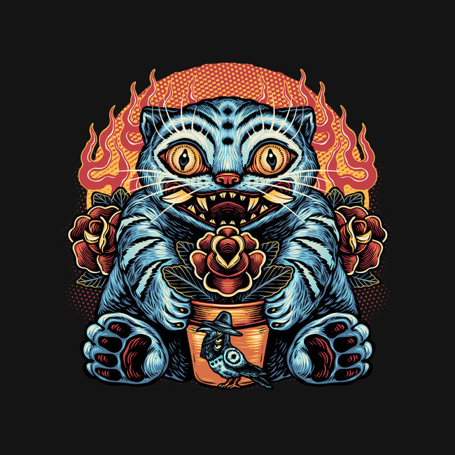 Blue Tiger Red Flame-Mens-Heavyweight-Tee-glitchygorilla