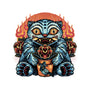 Blue Tiger Red Flame-None-Drawstring-Bag-glitchygorilla