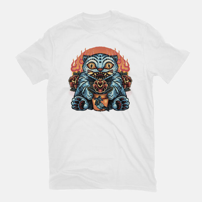 Blue Tiger Red Flame-Mens-Heavyweight-Tee-glitchygorilla