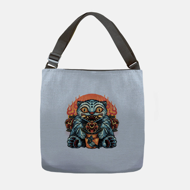 Blue Tiger Red Flame-None-Adjustable Tote-Bag-glitchygorilla