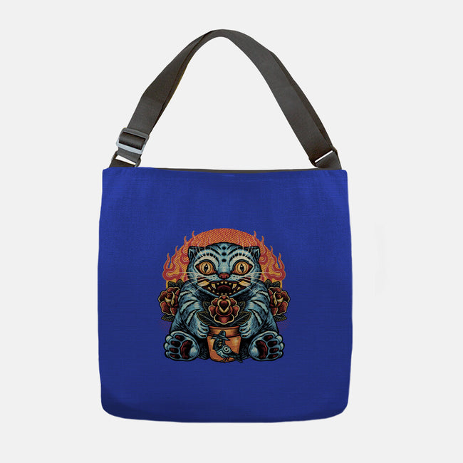 Blue Tiger Red Flame-None-Adjustable Tote-Bag-glitchygorilla