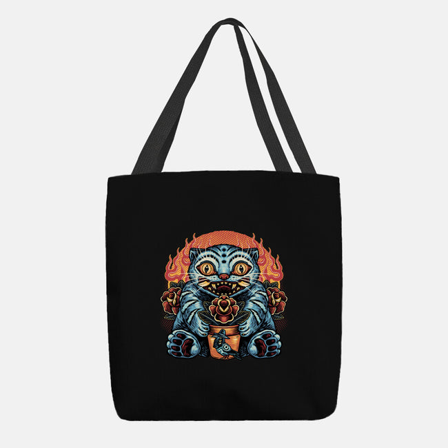 Blue Tiger Red Flame-None-Basic Tote-Bag-glitchygorilla