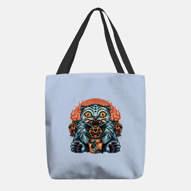 Blue Tiger Red Flame-None-Basic Tote-Bag-glitchygorilla