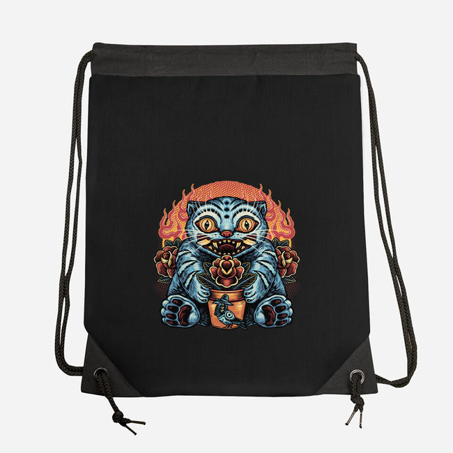 Blue Tiger Red Flame-None-Drawstring-Bag-glitchygorilla