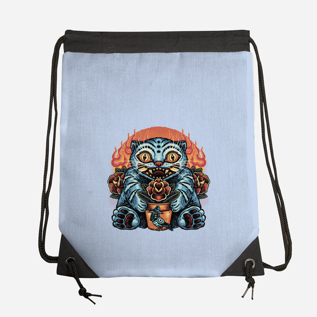 Blue Tiger Red Flame-None-Drawstring-Bag-glitchygorilla