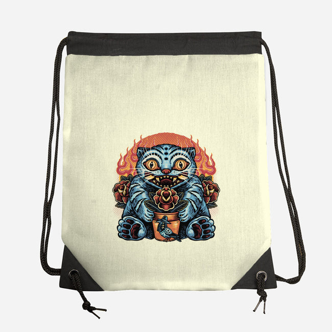 Blue Tiger Red Flame-None-Drawstring-Bag-glitchygorilla