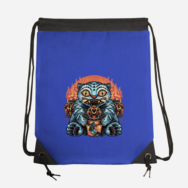 Blue Tiger Red Flame-None-Drawstring-Bag-glitchygorilla