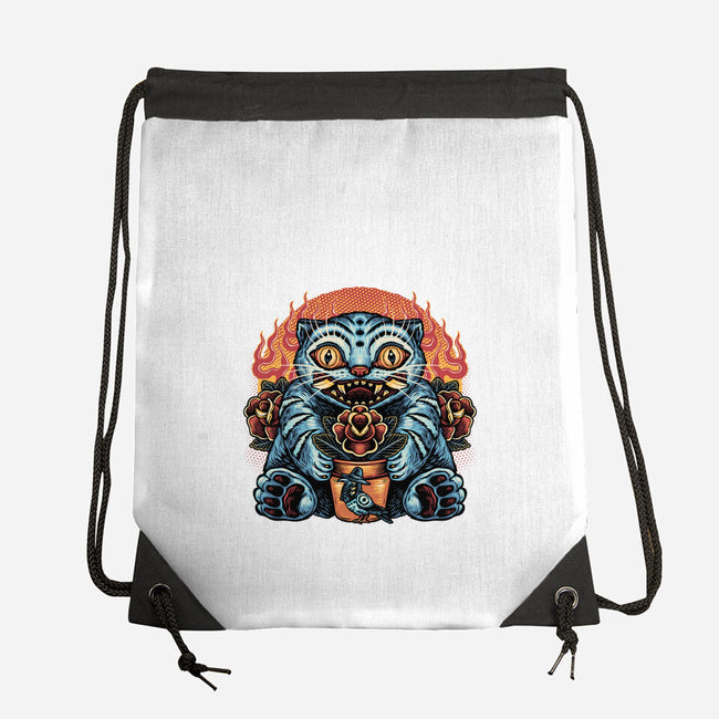 Blue Tiger Red Flame-None-Drawstring-Bag-glitchygorilla