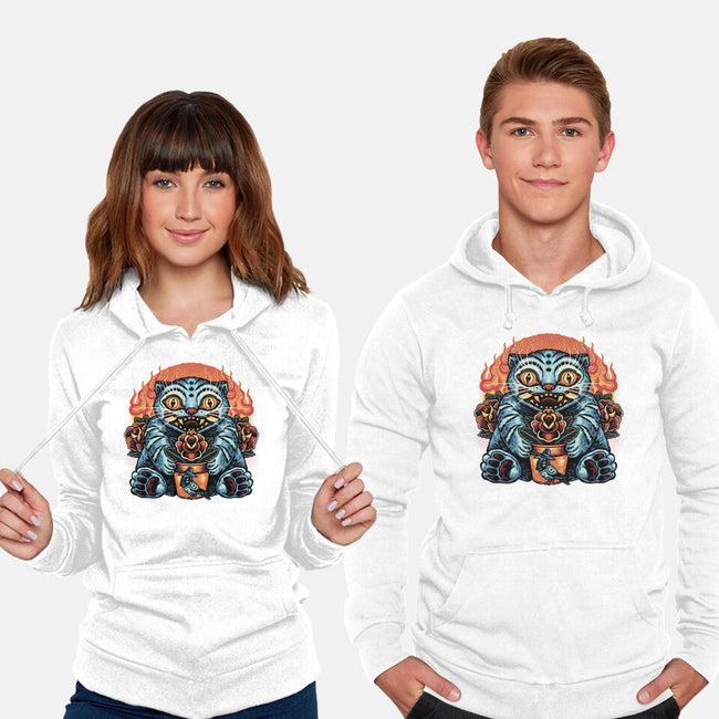 Blue Tiger Red Flame-Unisex-Pullover-Sweatshirt-glitchygorilla