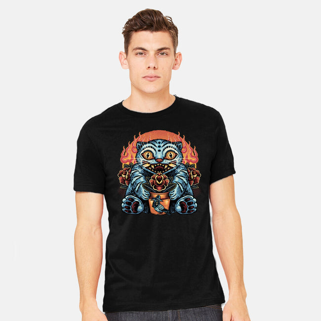 Blue Tiger Red Flame-Mens-Heavyweight-Tee-glitchygorilla