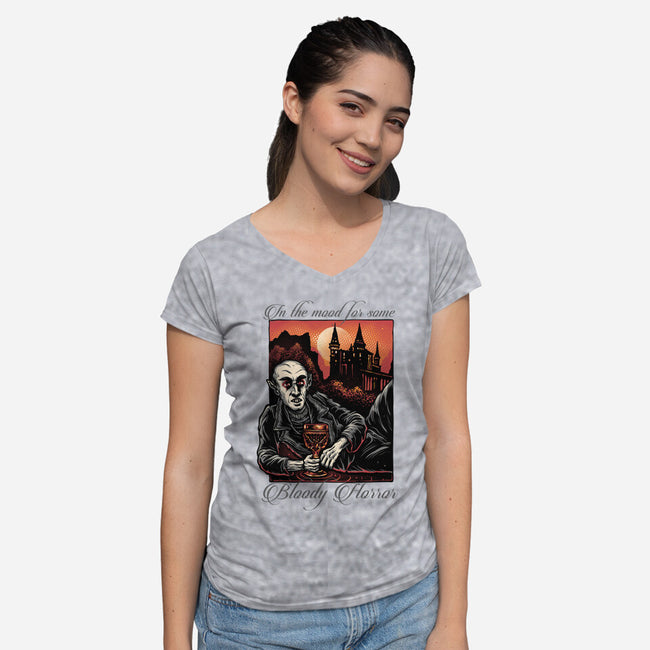 Bloody Horror-Womens-V-Neck-Tee-glitchygorilla