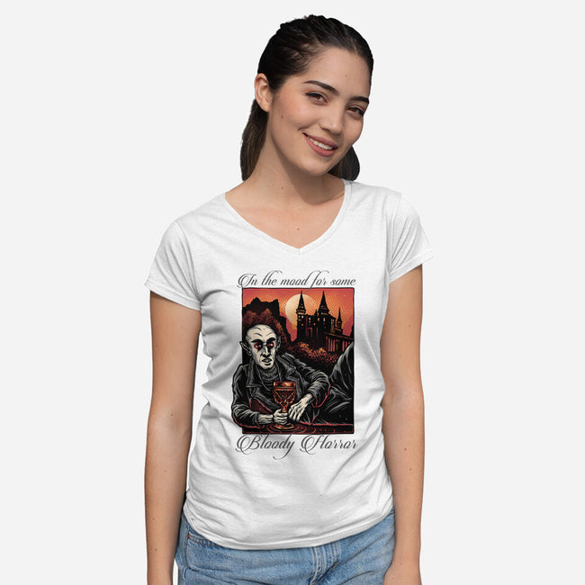 Bloody Horror-Womens-V-Neck-Tee-glitchygorilla