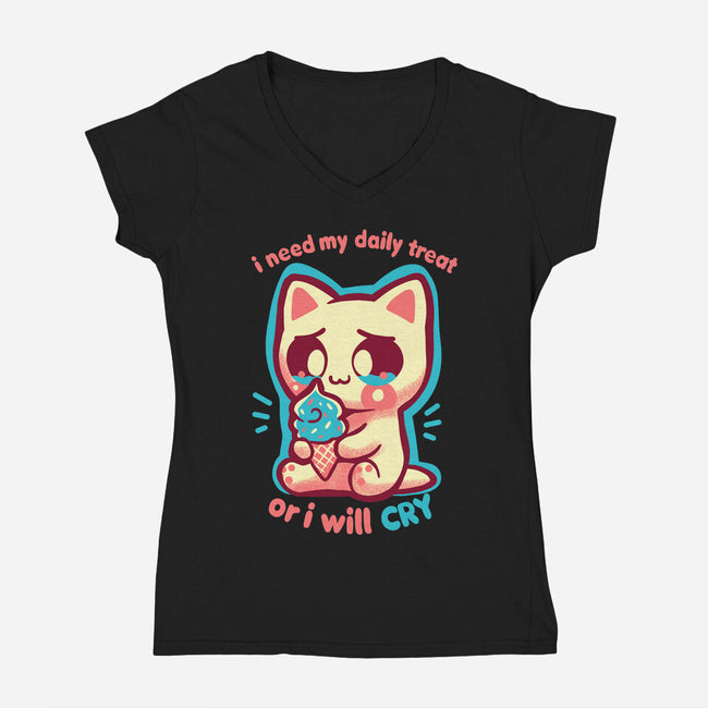 Need My Daily Treat-Womens-V-Neck-Tee-TechraNova