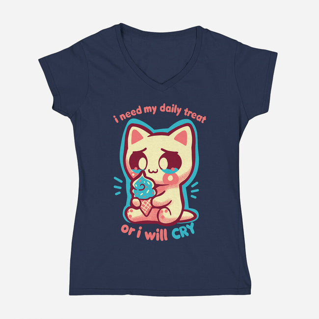 Need My Daily Treat-Womens-V-Neck-Tee-TechraNova