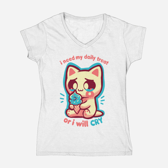 Need My Daily Treat-Womens-V-Neck-Tee-TechraNova