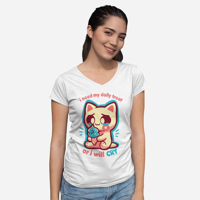 Need My Daily Treat-Womens-V-Neck-Tee-TechraNova