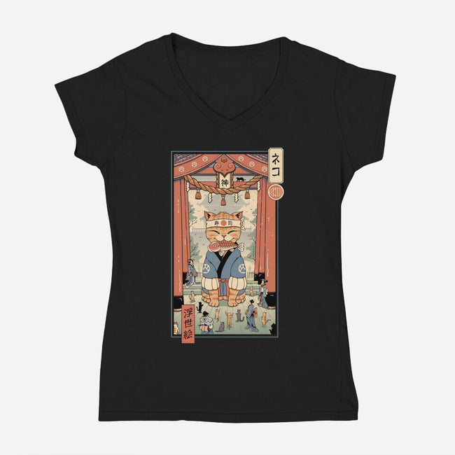 Kami Meowster-Womens-V-Neck-Tee-vp021