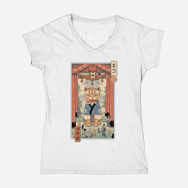 Kami Meowster-Womens-V-Neck-Tee-vp021