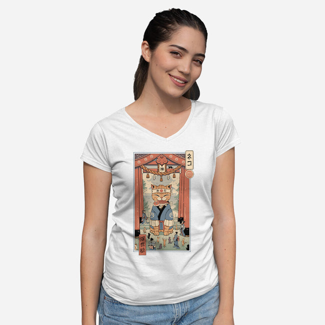 Kami Meowster-Womens-V-Neck-Tee-vp021
