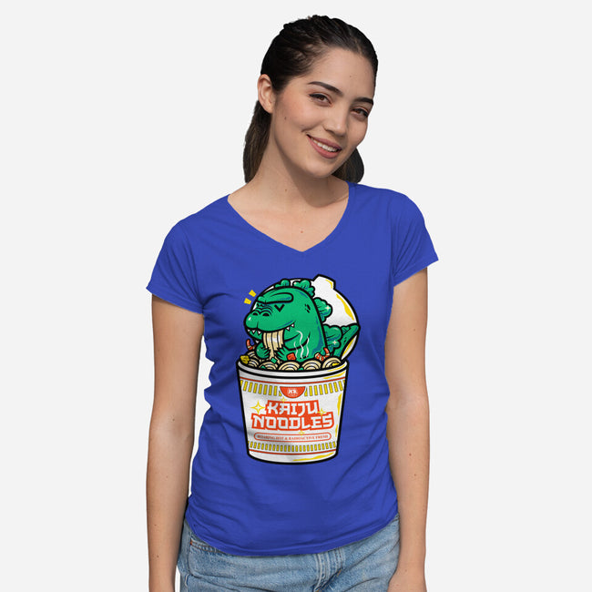 Kaiju Noodles-Womens-V-Neck-Tee-krisren28