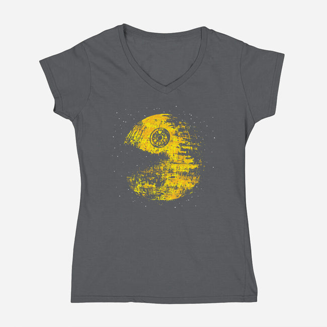 Pac Moon-Womens-V-Neck-Tee-dalethesk8er