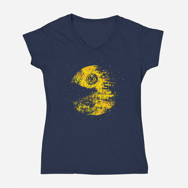 Pac Moon-Womens-V-Neck-Tee-dalethesk8er