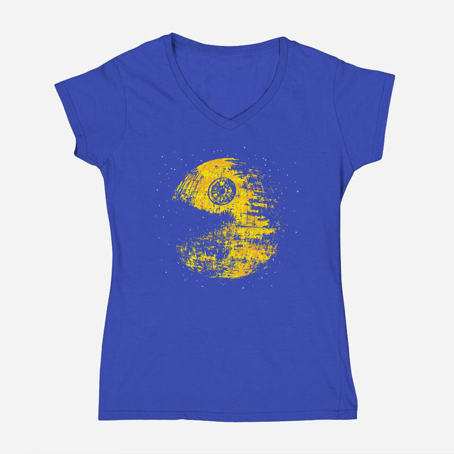 Pac Moon-Womens-V-Neck-Tee-dalethesk8er