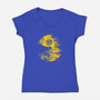 Pac Moon-Womens-V-Neck-Tee-dalethesk8er