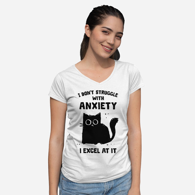 Struggling With Anxiety-Womens-V-Neck-Tee-kg07