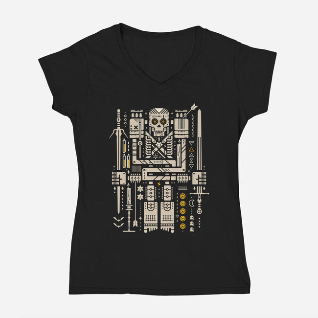 Toss A Coin To Your Skeletor-Womens-V-Neck-Tee-BadBox