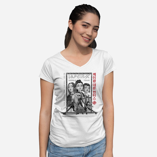 Huntrix World Tour Sumi-e-Womens-V-Neck-Tee-DrMonekers