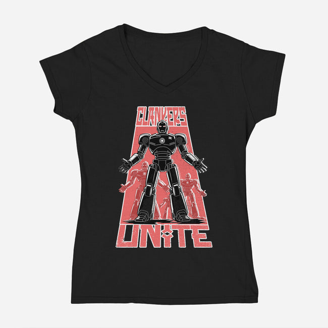 Clankers Unite-Womens-V-Neck-Tee-palmstreet