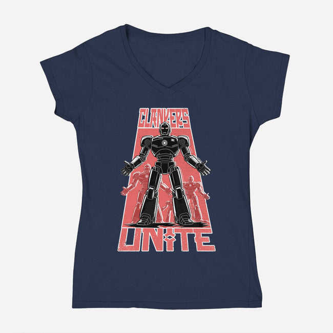Clankers Unite-Womens-V-Neck-Tee-palmstreet