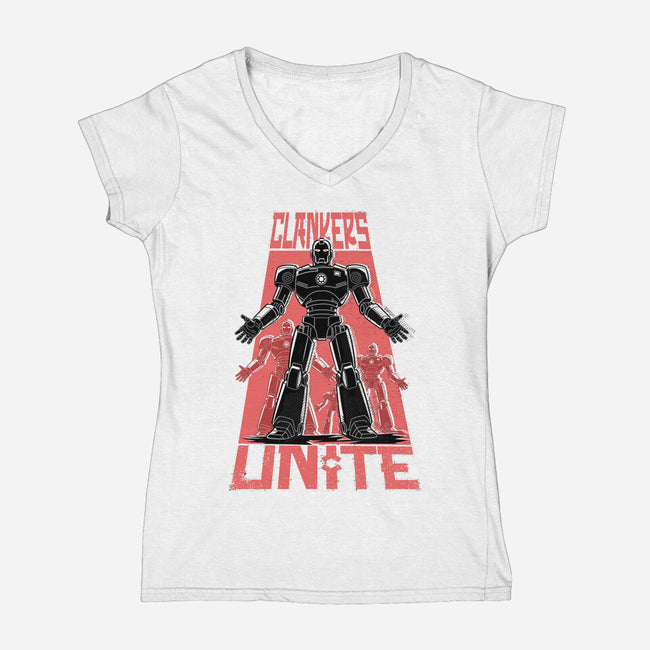 Clankers Unite-Womens-V-Neck-Tee-palmstreet