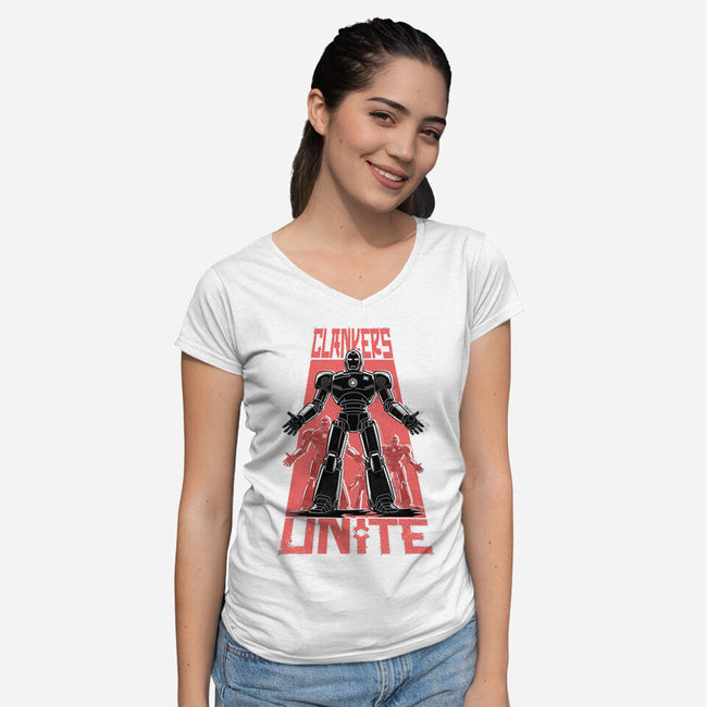 Clankers Unite-Womens-V-Neck-Tee-palmstreet