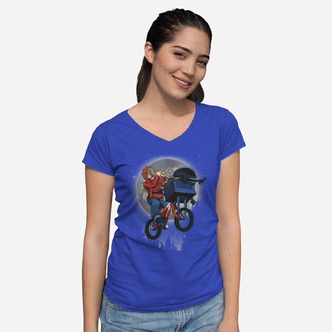 Non Terrestrial-Womens-V-Neck-Tee-Betmac