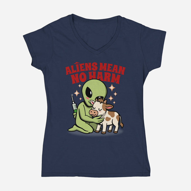Aliens Mean No Harm-Womens-V-Neck-Tee-Boggs Nicolas