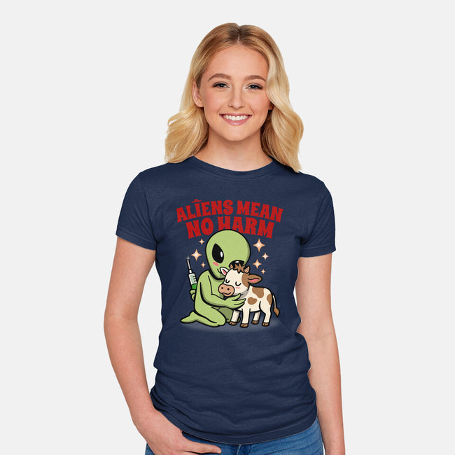 Aliens Mean No Harm-Womens-Fitted-Tee-Boggs Nicolas