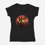 Castle Sunset-Womens-V-Neck-Tee-glitchygorilla