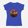 Castle Sunset-Womens-V-Neck-Tee-glitchygorilla