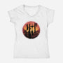 Castle Sunset-Womens-V-Neck-Tee-glitchygorilla
