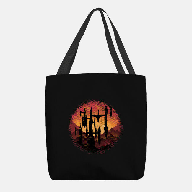 Castle Sunset-None-Basic Tote-Bag-glitchygorilla