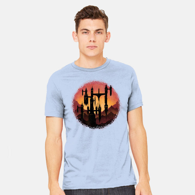 Castle Sunset-Mens-Heavyweight-Tee-glitchygorilla