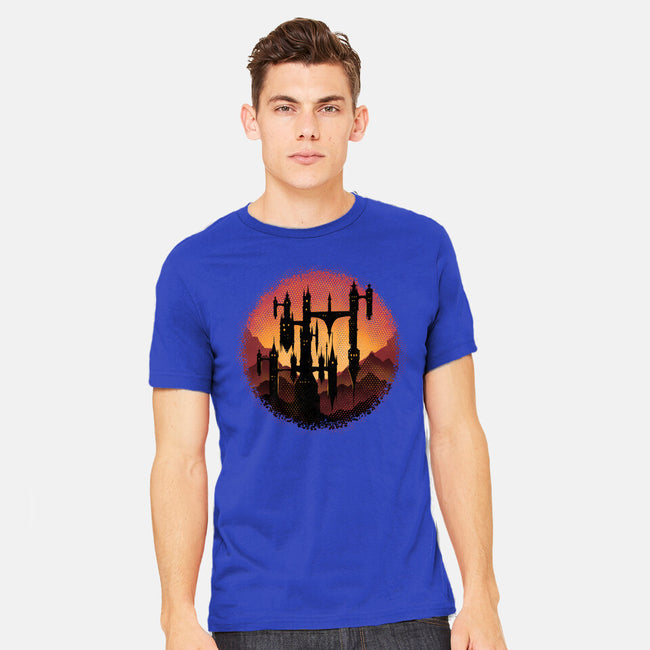 Castle Sunset-Mens-Heavyweight-Tee-glitchygorilla
