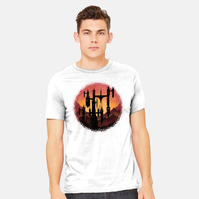 Castle Sunset-Mens-Heavyweight-Tee-glitchygorilla