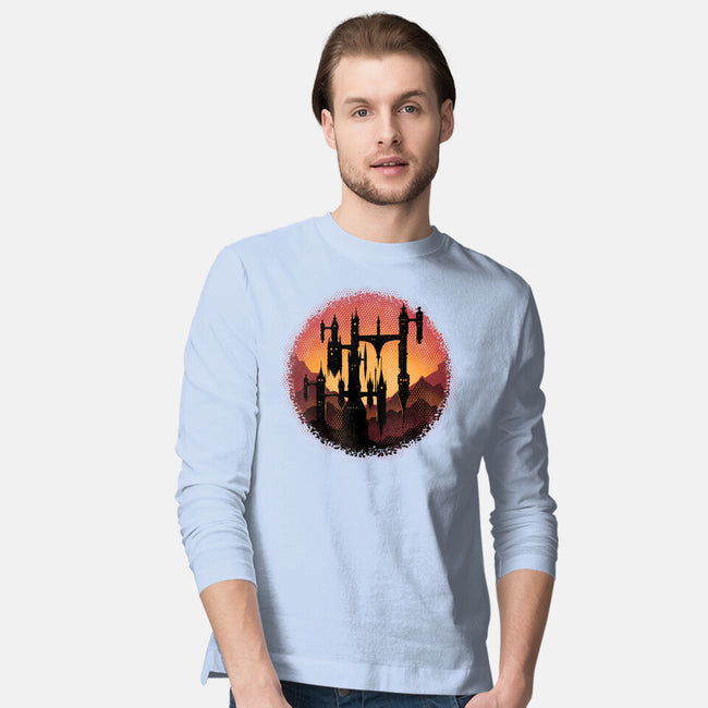 Castle Sunset-Mens-Long Sleeved-Tee-glitchygorilla
