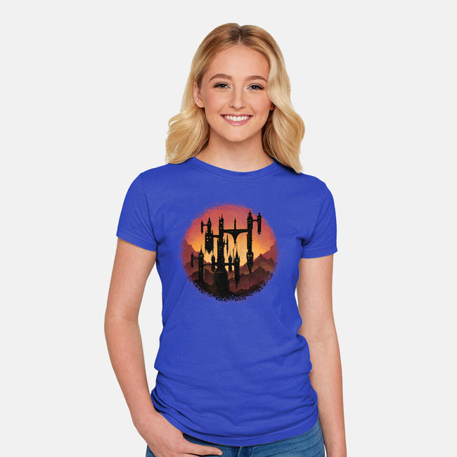 Castle Sunset-Womens-Fitted-Tee-glitchygorilla