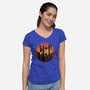 Castle Sunset-Womens-V-Neck-Tee-glitchygorilla