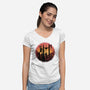 Castle Sunset-Womens-V-Neck-Tee-glitchygorilla